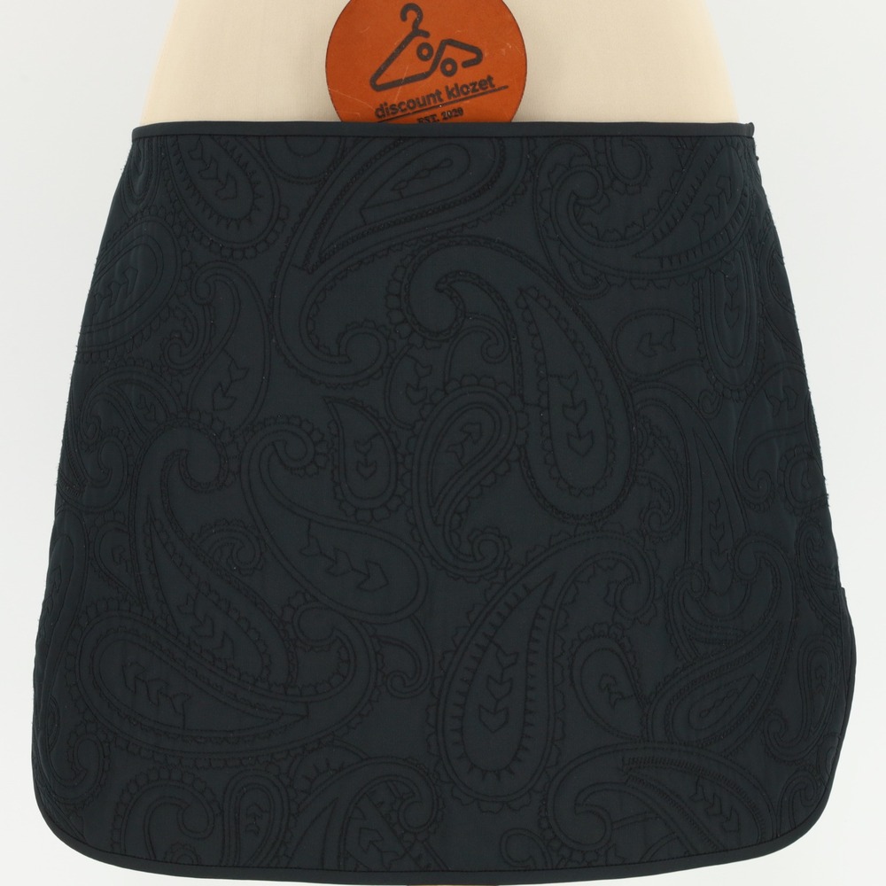 Alexander Wang Black Quilted Paisley Mini Skirt Side Slit Womens‎ Size 10 Chic
